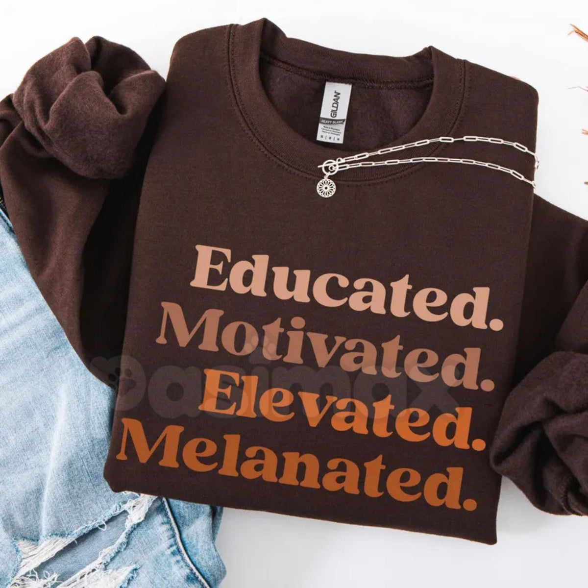 Educated Motivated Elevated Melanated Crewneck