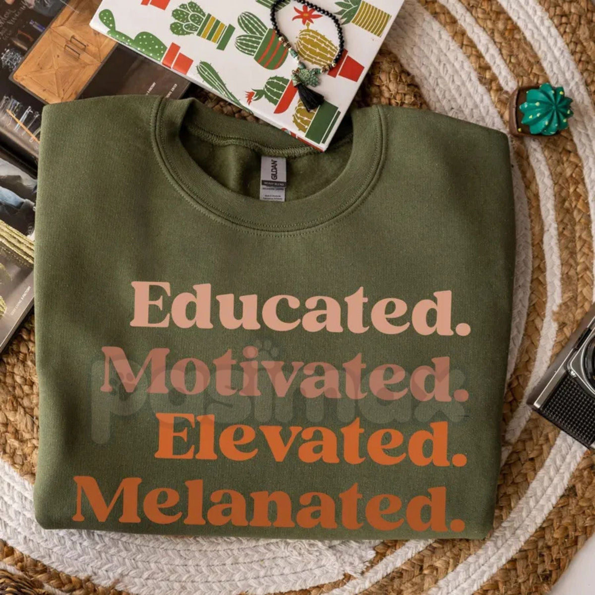 Educated Motivated Elevated Melanated Crewneck