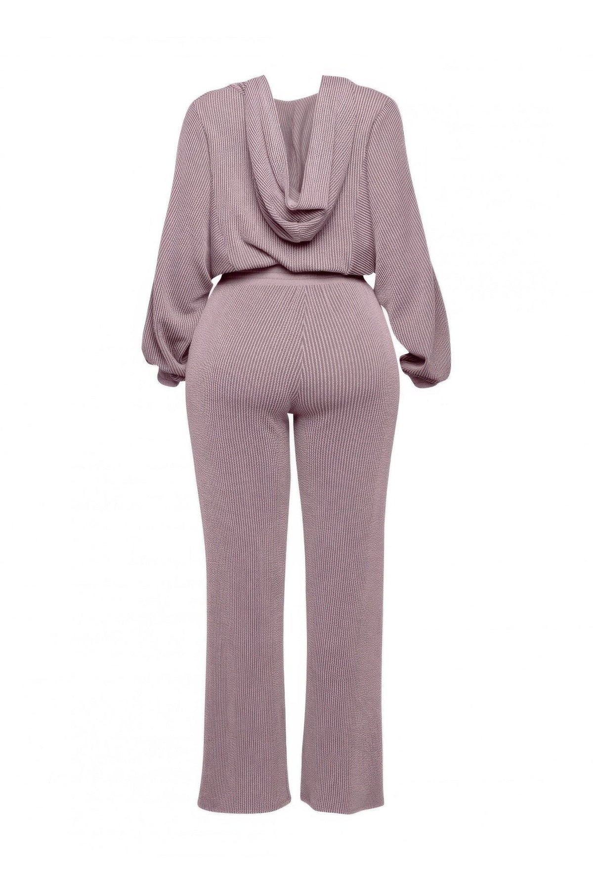 Ribbed Zip Hoodie & Wide-Leg Pants Set