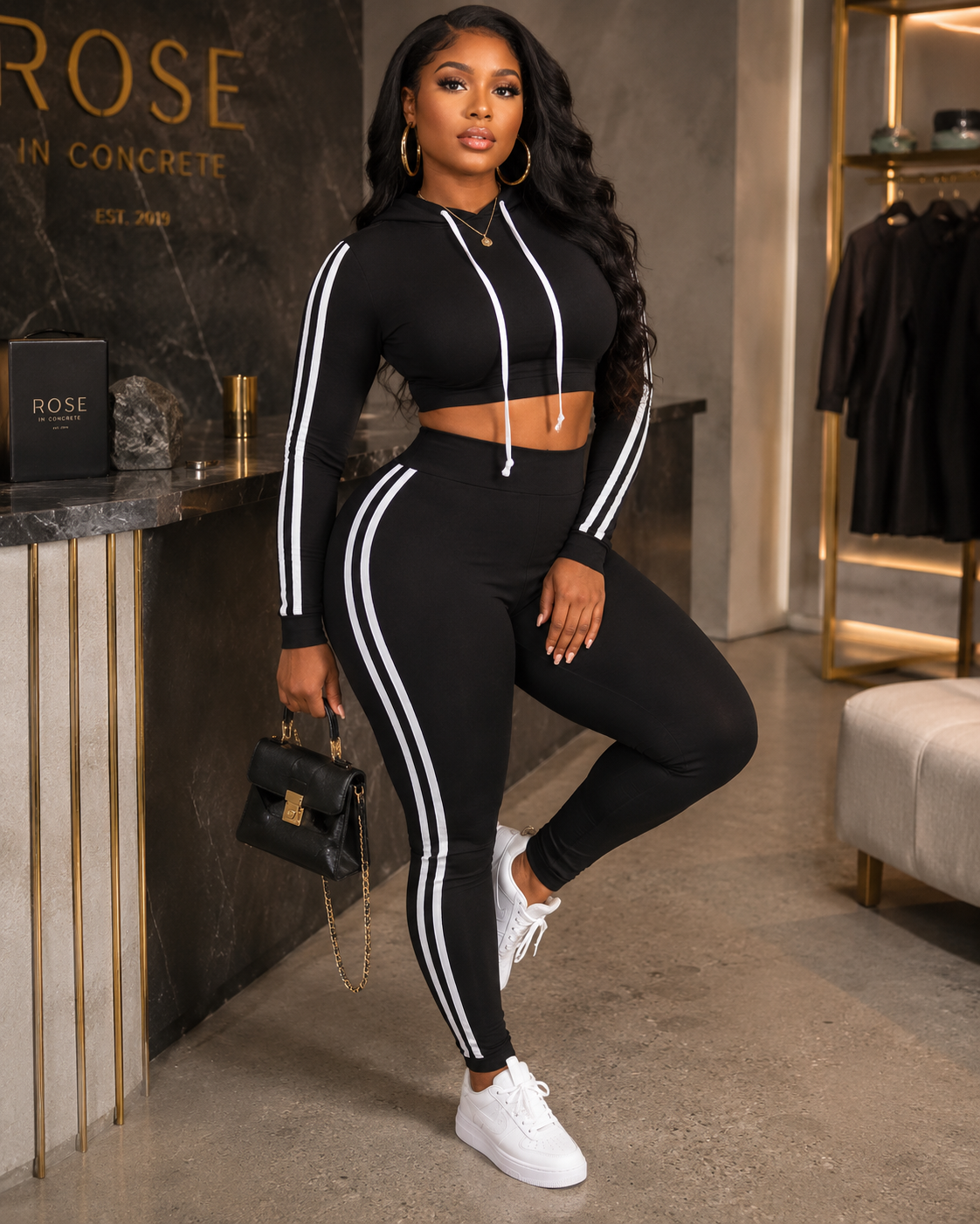 Striped Two Piece Lounge Set