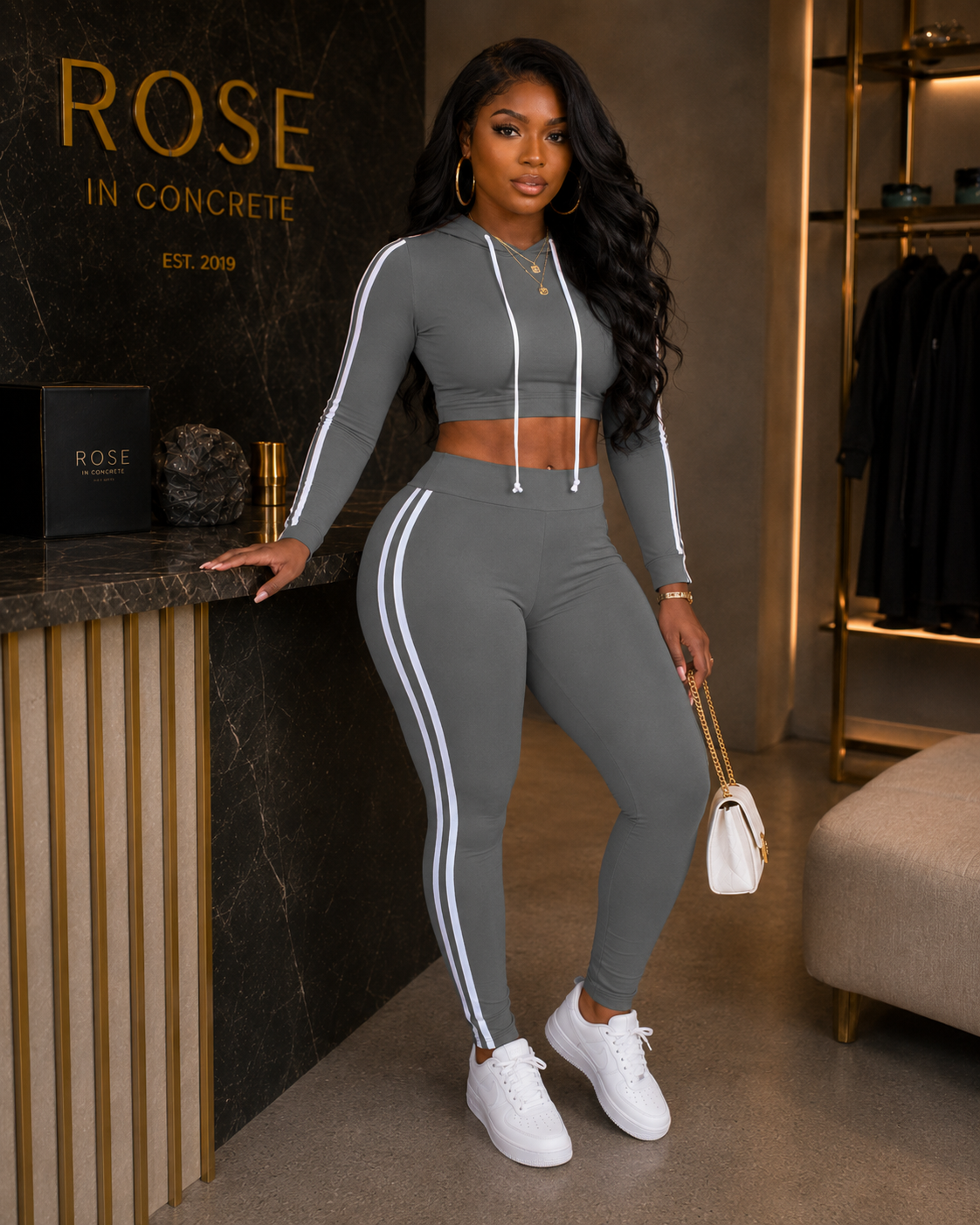 Striped Two Piece Lounge Set
