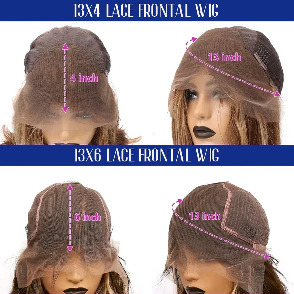 P4/27 Highlight Body Wave 40 Inch Long-length & 200% High Density Human Hair Wigs HD Transparent Skin-melt Swiss Lace Frontal Wig