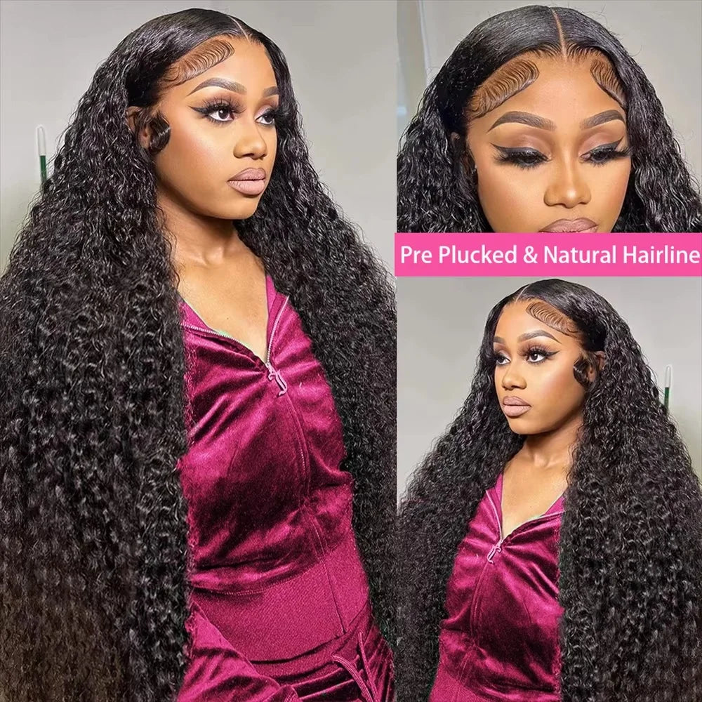 40 Inch Voluminous Deep Wave Human Hair Wig 250 High Density 13x4 13x6 HD Lace Frontal Durable Tangle Free Natural Real Hair Wigs for Women Daily Styling
