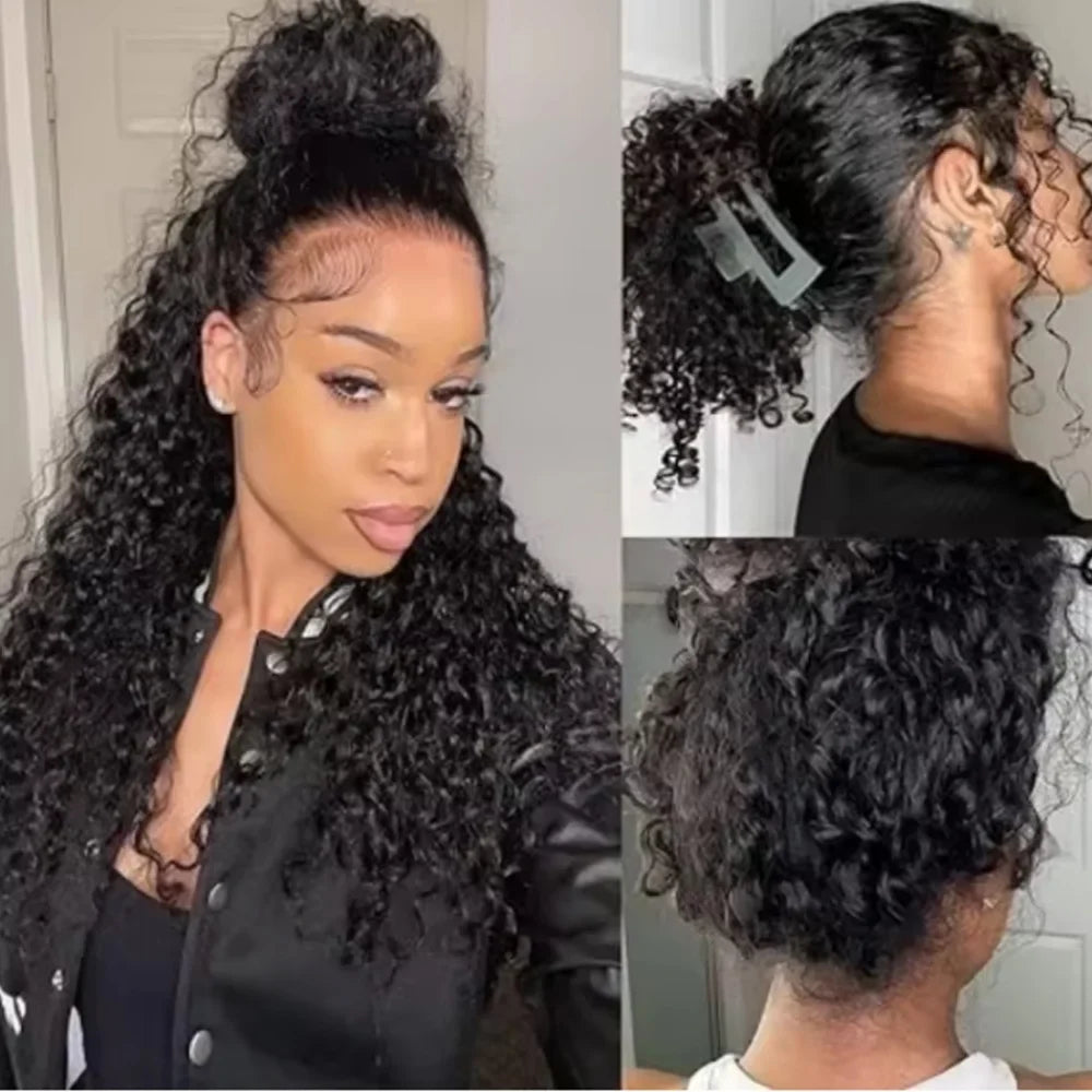 40 Inch Voluminous Deep Wave Human Hair Wig 250 High Density 13x4 13x6 HD Lace Frontal Durable Tangle Free Natural Real Hair Wigs for Women Daily Styling