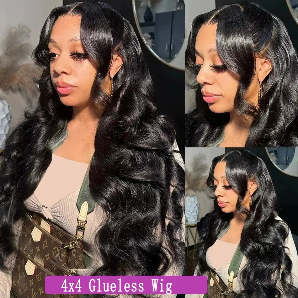 210 Density Glueless Wigs Human Hair Body Wave Lace Front Wigs Human Hair Pre Plucked 4x4 HD Lace Frontal Wigs