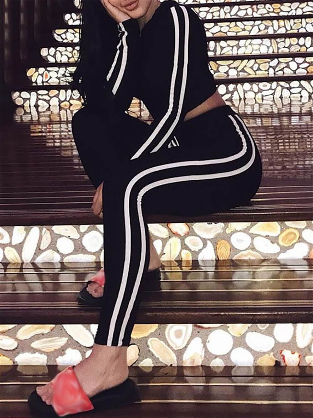 Striped Two Piece Lounge Set